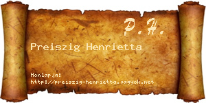 Preiszig Henrietta névjegykártya